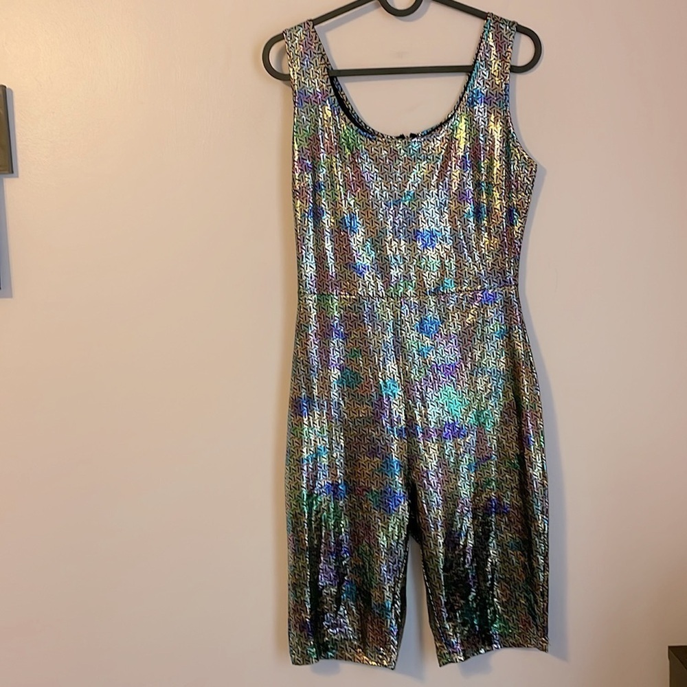 Banjul Iridescent Holographic Geometric Design Romper Size S